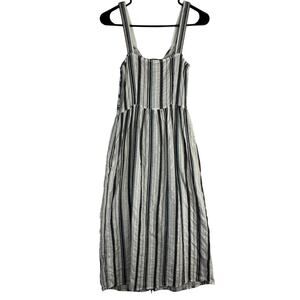Zara Striped Button Front Maxi/Midi Dress Pockets Size XS